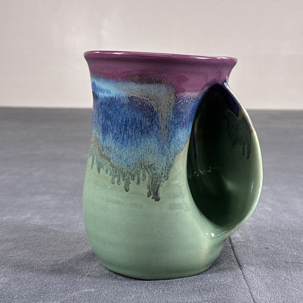 Neher Right Handed Warmer Mug Purple Grn Blue Mountain Meadow Studio Beautuful
